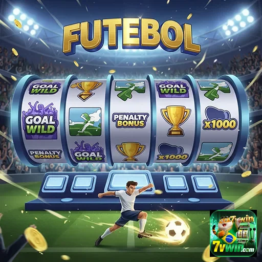 Jogo de slot de futebol na 7vwin, com elementos gráficos vibrantes e temáticos.