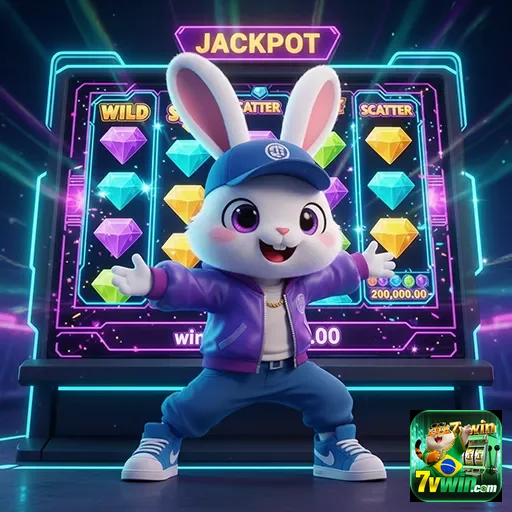 Imagem do caça-níqueis Jackpot Bunny no 7vwin, com coelhos e prêmios vibrantes.