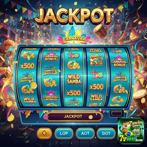 Imagem do jackpot do carnaval no site 7vwin, destacando prêmios festivos e animação.